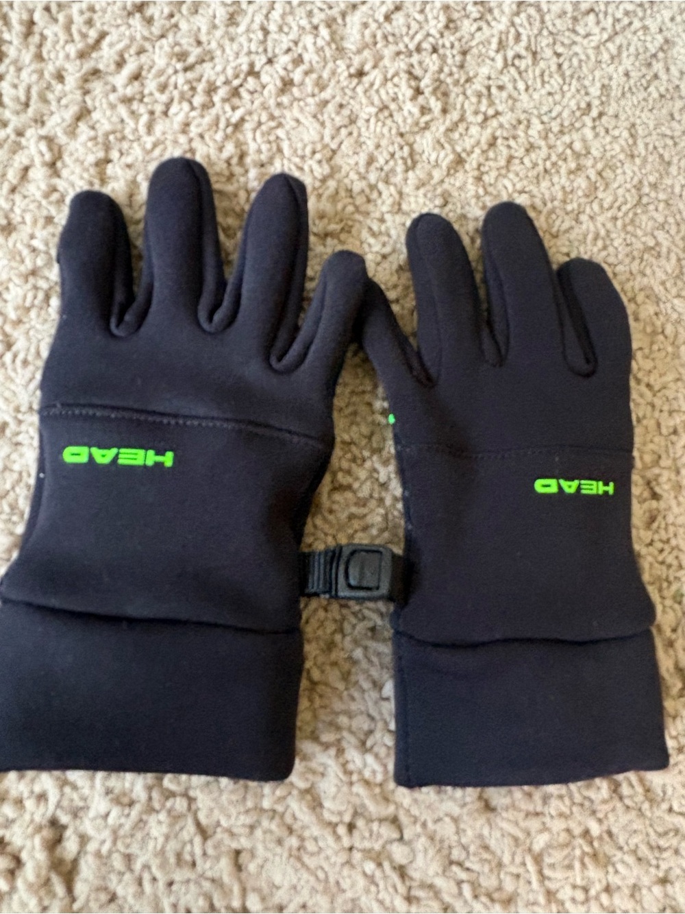 HEAD Black Winter kids winter Gloves with Green Logo